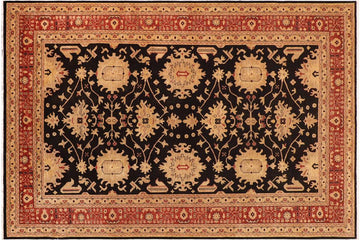 handmade Traditional Kafkaz Chobi Ziegler Black Red Hand Knotted RECTANGLE 100% WOOL area rug 10 x 14